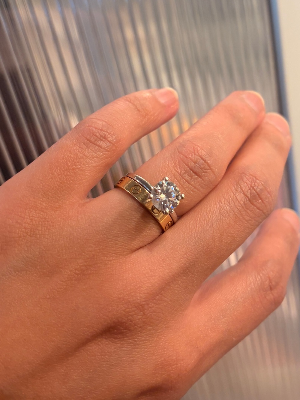 14k White Gold Solitaire Moissanite Engagement Ring 8mm size 7.5